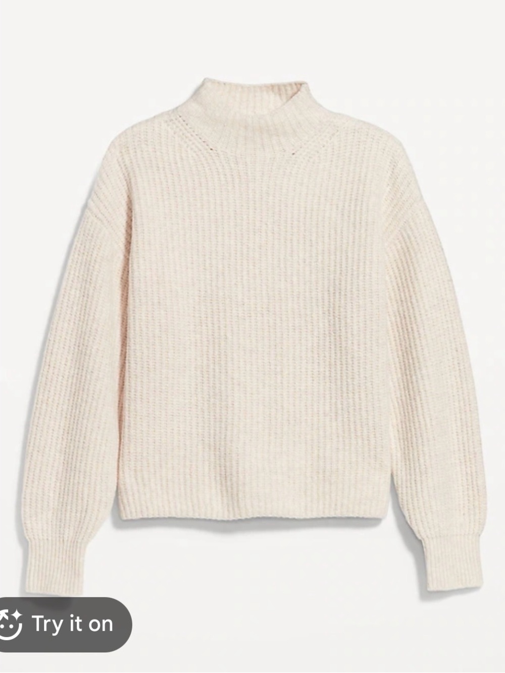 Old Navy Cream Ribbed Mock-Turtleneck Sweater